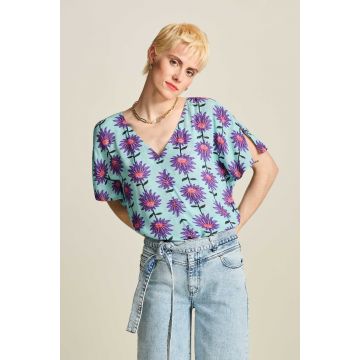 POM Amsterdam TOP - Georgie Flower Aqua Blauw foto 1