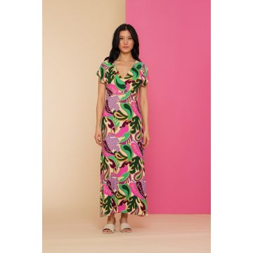 Geisha Dress long aop Paars foto 1