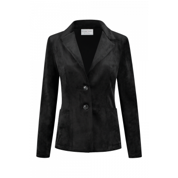 Helena Hart Blazer velours kort uni Zwart foto 1