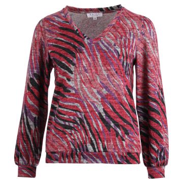 Enjoy Sweater V-hals allover print Koraalrood foto 1