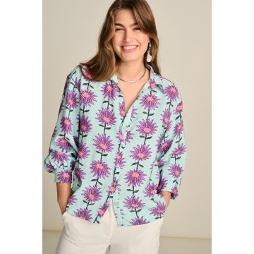 POM Amsterdam BLOUSE - Violet Flower Aqua Multi Colour foto 1