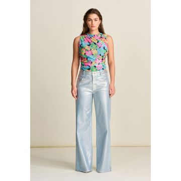 POM Amsterdam JEANS - Wide Leg Denim Metallic Zilver foto 1