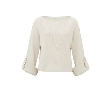 YAYA Wide sleeve sweater wove detail Beige foto 1