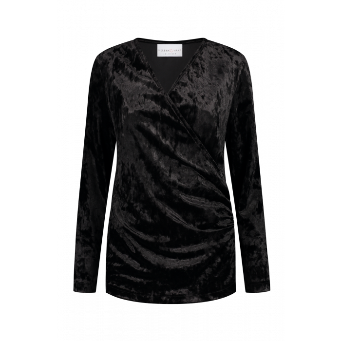 Vaarwel Opa Mantsjoerije Helena Hart Overslag top velvet Zwart | LAVIE Womenswear